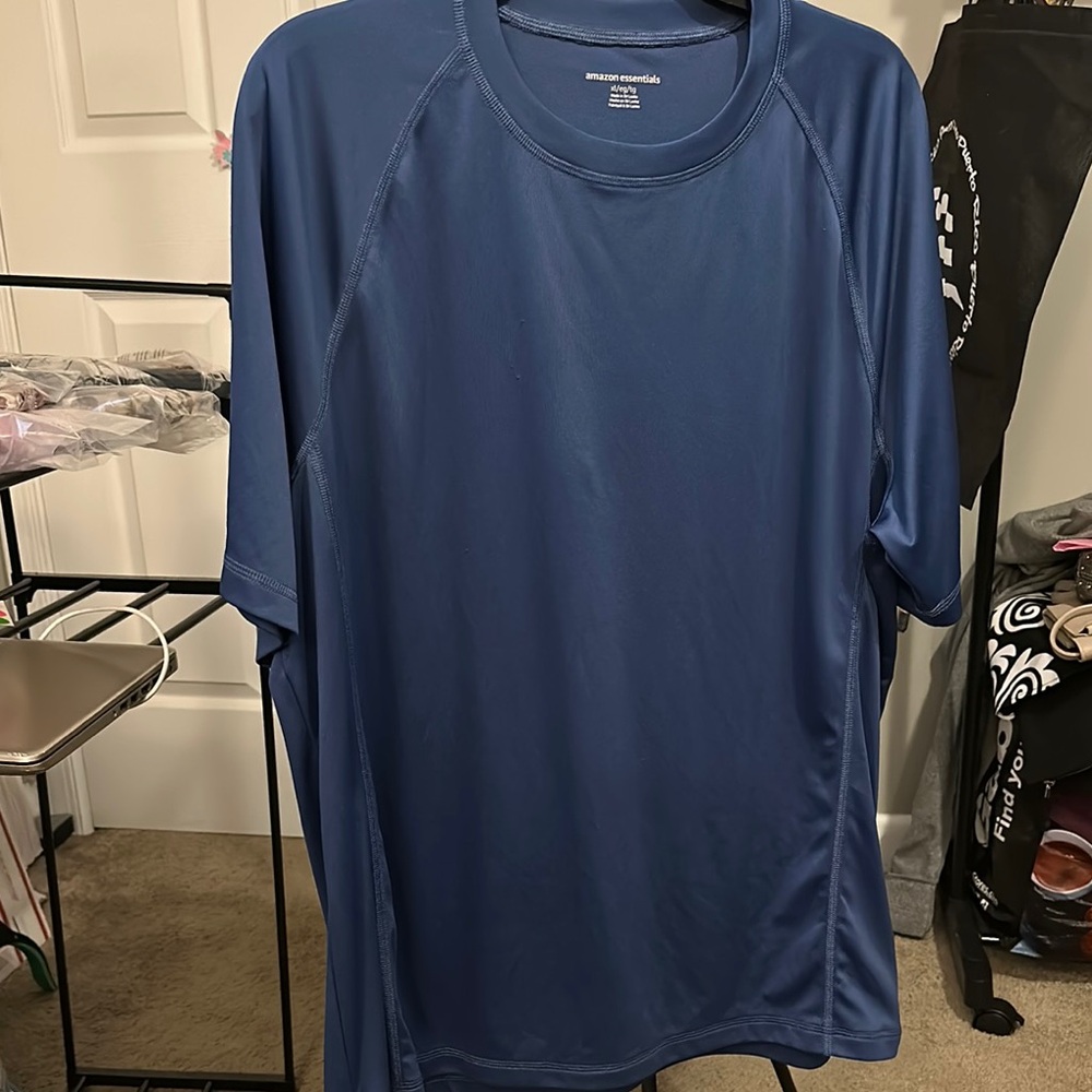 Amazon Essentials Blue Rash Guard Swim Shirt